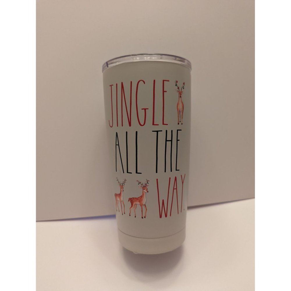 Rae Dunn Jingle All the Way Stainless Steel Cup w/Lid New